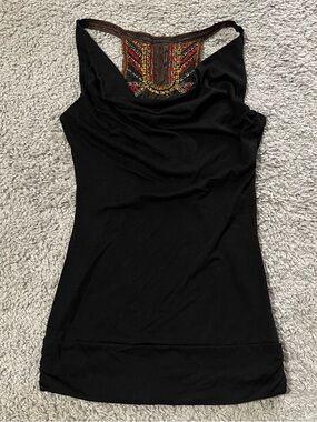 Daytrip Black Racerback Tank with Beaded Accent